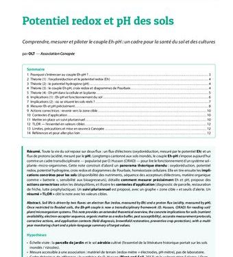 Mesure du potentiel redox et du pH d'un sol