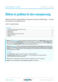 Première page — Éditer et publier le site canopee.org