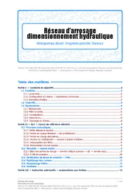 Première page — Réseau d'arrosage — dimensionnement hydraulique